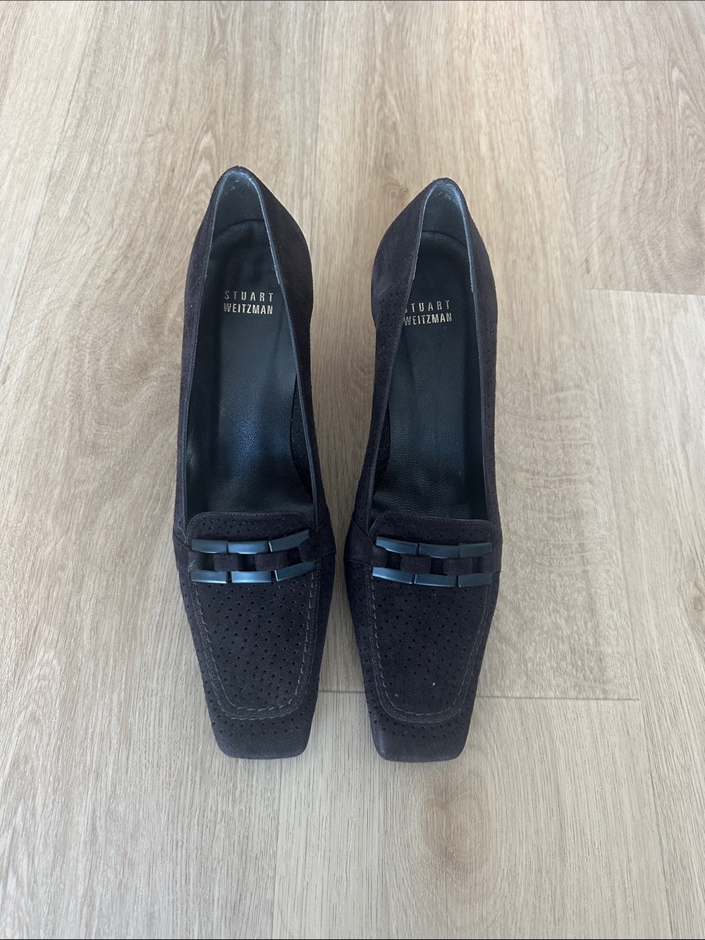 Stuart Weitzman Dark Brown Suede Loafer Pump
